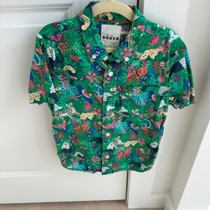 Mini Boden Boys Jungle Print shirt size 6-7